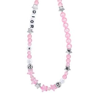 Dior Pink Beaded Key Ring